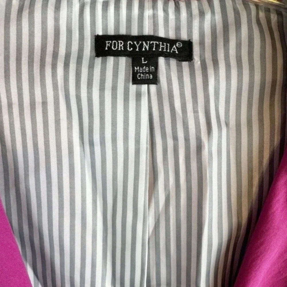 FOR CYNTHIA Womens‎ Double Breasted Belted Trench Coat Hot Pink Size L
